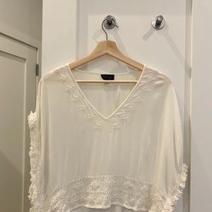 NWOT Topshop Western Fringe Top, White Size Small / Medium
